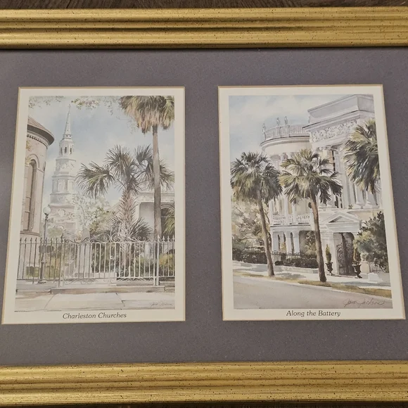 Framed and Matted Charleston, SC Watercolor Prints in Gold Frames - Picture 6 of 6